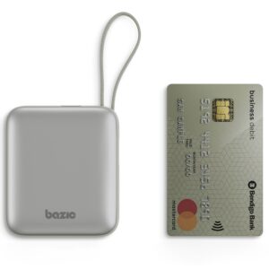 PowerBank 3in1 Bazic Fusion Mini 10000mAh cable USB-C/Lightning pilkos spalvos - Image 3