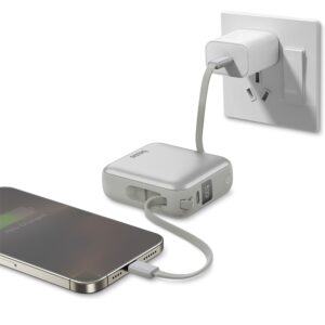PowerBank 3in1 Bazic Fusion Mini 10000mAh cable USB-C/Lightning pilkos spalvos - Image 5