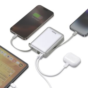 PowerBank 4in1 Bazic Fusion Mini 20000mAh cable USB-C/Lightning pilkos spalvos - Image 3
