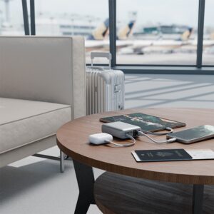 PowerBank 4in1 Bazic Fusion Mini 20000mAh cable USB-C/Lightning pilkos spalvos - Image 6
