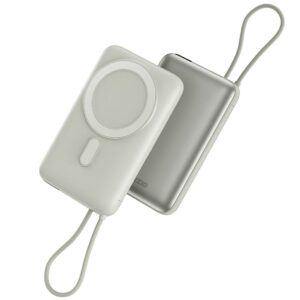 PowerBank Bazic Fusion Mag 10000mAh MagSafe Cable USB-C pilkos spalvos - Image 1