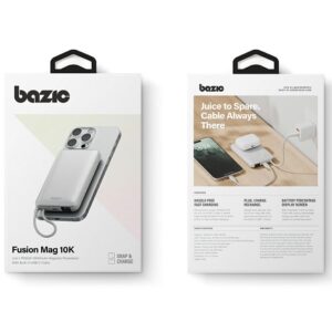 PowerBank Bazic Fusion Mag 10000mAh MagSafe Cable USB-C pilkos spalvos - Image 7
