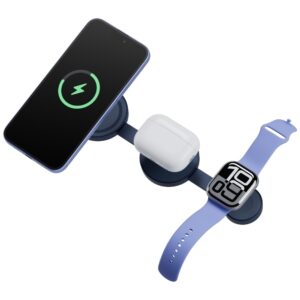 Belaidis įkroviklis Bazic GoMag Trio 2 3in1 15W magnetic skirtas iPhone/Watch/AirPods mėlynos spalvos - Image 4