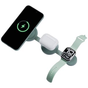 Belaidis įkroviklis Bazic GoMag Trio 2 3in1 15W magnetic skirtas iPhone/Watch/AirPods pistachio - Image 4