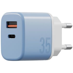 Laidinis įkroviklis Bazic GoPort Velox Kit USB-C/USB-A GaN 35W with cable blue - Image 4