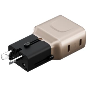 Laidinis įkroviklis Energea TravelGo Adapter 45 2xUSB-C 45W gold-juodos spalvos - Image 3