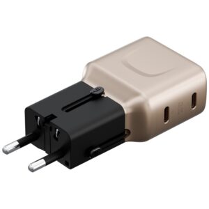 Laidinis įkroviklis Energea TravelGo Adapter 45 2xUSB-C 45W gold-juodos spalvos - Image 4