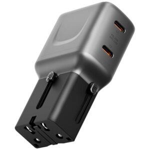 Laidinis įkroviklis Energea TravelGo Adapter 45 2xUSB-C 45W graphite-juodos spalvos - Image 1