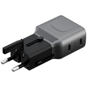 Laidinis įkroviklis Energea TravelGo Adapter 45 2xUSB-C 45W graphite-juodos spalvos - Image 4