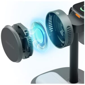 Charging station Energea MagArctic Stand 4in1 Qi2 with cooling and cable graphite - Image 3