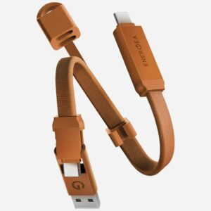 Kabelis Energea Sheath Key 2w1 USB-C skirta USB-C/USB-A 480Mbps 60W 15cm oranžinės spalvos - Image 1