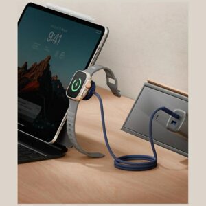 Energea Flow Duo Watch 2-in-1 Cable USB-C to USB-C + Apple Watch Charger 480Mb/s 60W 1.5m orange - Image 3