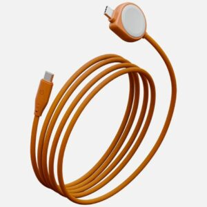 Energea Flow Duo Watch 2-in-1 Cable USB-C to USB-C + Apple Watch Charger 480Mb/s 60W 1.5m orange - Image 1