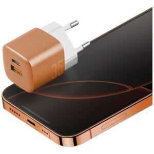 Laidinis įkroviklis Energea Ampcharge GaN35 USB-C/USB-A PD/PPS/QC3.0 35W orange - Image 4