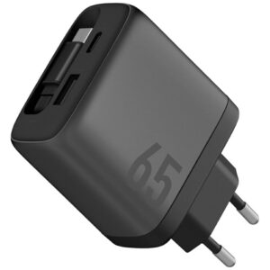 Laidinis įkroviklis Energea Ampcharge Arc 65 USB-A/USB-C + retractable USB-C cable PD/PPS/QC3.0 GaN gunmeta - Image 2