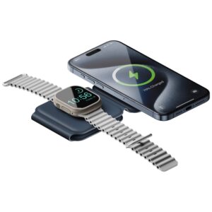 ENERGEA Bazic GoMag Trio Plus Compact Foldable 3-in-1 Belaidis įkroviklis 15W Fast Charging Navy Blue - Image 3