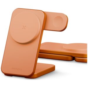 Belaidis įkroviklis Energea MagTrio 2 3-in-1 Qi2 25W foldable oranžinės spalvos - Image 2