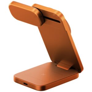 Belaidis įkroviklis Energea MagTrio 2 3-in-1 Qi2 25W foldable oranžinės spalvos - Image 3