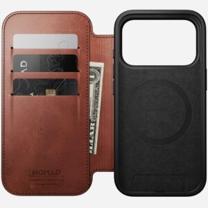 Nomad Modern Leather Folio mobiliojo telefono dėklas 16 cm (6.3") „Folio“ Ruda - Image 2