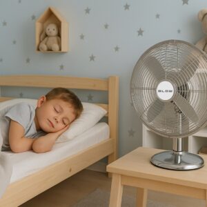BLOW 12 colių/30 cm 50 W sidabro spalvos metalinis stalo ventiliatorius