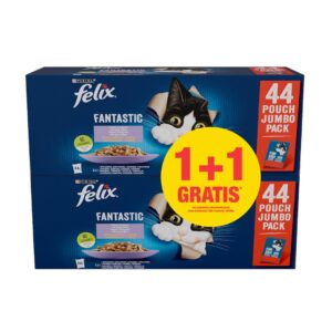 PURINA Felix Fantastic Selection of flavors in jelly - šlapias kačių maistas - 44x85g + 44x85g GRATIS