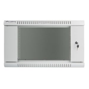 Lanberg wall-mounted installation rack cabinet 19'' 6U 600x600mm gray (glass door) - Image 2