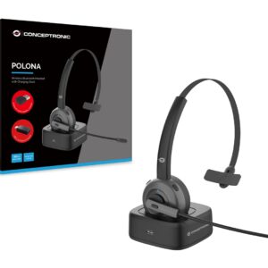Conceptronic POLONA03BDA Ausinės be mikrofono ir ausinės su mikrofonu Bevielis Su lankeliu Biuras / skambučių centras Bluetooth Įkrovimo stovas Juoda - Image 2