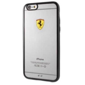 Ferrari kietas dėklas FEHCP6LBK Apple iPhone 6/6S Plus racing shield skaidrus juodos spalvos