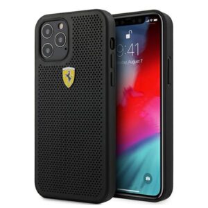 Ferrari FESPEHCP12MBK Apple iPhone 12/12 Pro 6,1" juodos spalvos kietas dėklas On Track Perforated