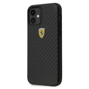 Ferrari FERCAHCP12SBK Apple iPhone 12 mini 5,4" juodos spalvos kietas dėklas On Track Real Carbon - Image 2