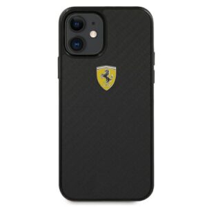 Ferrari FERCAHCP12SBK Apple iPhone 12 mini 5,4" juodos spalvos kietas dėklas On Track Real Carbon - Image 3