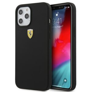 Ferrari FESSIHCP12LBK Apple iPhone 12 Pro Max 6,7" juodos spalvos kietas dėklas On Track Silicone
