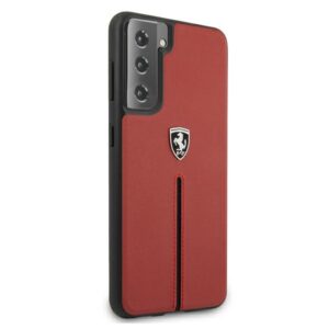 Ferrari FEOSIHCS21MRE S21+ G996 red kietas dėklas Off Track Leather Nylon Stripe - Image 4