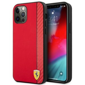 Ferrari FESAXHCP12LRE Apple iPhone 12 Pro Max 6,7" red kietas dėklas On Track Carbon Stripe - Image 1