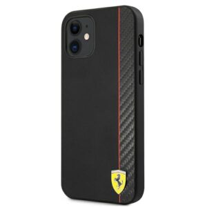 Ferrari FESAXHCP12SBK Apple iPhone 12 mini 5,4" juodos spalvos kietas dėklas On Track Carbon Stripe - Image 2