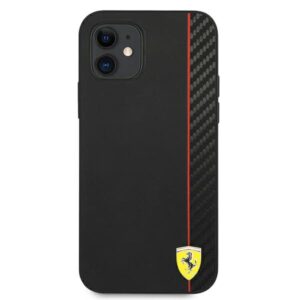 Ferrari FESAXHCP12SBK Apple iPhone 12 mini 5,4" juodos spalvos kietas dėklas On Track Carbon Stripe - Image 3