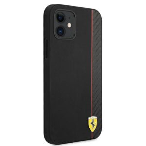 Ferrari FESAXHCP12SBK Apple iPhone 12 mini 5,4" juodos spalvos kietas dėklas On Track Carbon Stripe - Image 4