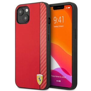 Ferrari FESAXHCP13SRE Apple iPhone 13 mini 5,4" red kietas dėklas On Track Carbon Stripe