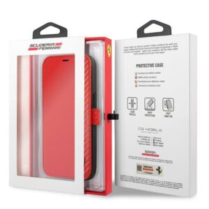 Ferrari FESAXFLBKP13SRE Apple iPhone 13 mini 5,4" raudonos spalvos book On Track Carbon Stripe - Image 7