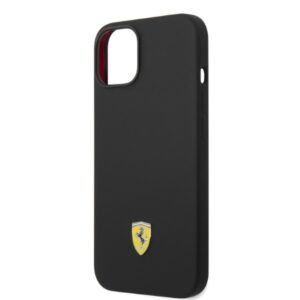 Ferrari FEHMSIP14MBK Apple iPhone 14 Plus / 15 Plus 6.7" juodos spalvos kietas dėklas Silicone Metal Logo Magsafe - Image 6