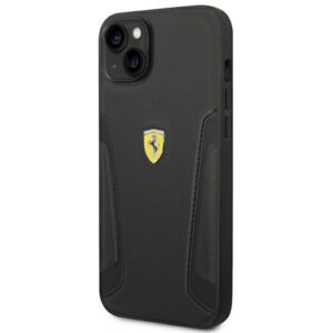 Ferrari FEHCP14MRBUK Apple iPhone 14 Plus / 15 Plus 6.7" juodos spalvos kietas dėklas Leather Stamp Sides - Image 2