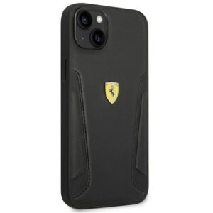 Ferrari FEHCP14MRBUK Apple iPhone 14 Plus / 15 Plus 6.7" juodos spalvos kietas dėklas Leather Stamp Sides - Image 4