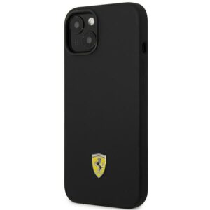 Ferrari FEHCP14SSIBBK Apple iPhone 14 / 15 /13 6.1" juodos spalvos kietas dėklas Silicone Metal Logo - Image 2