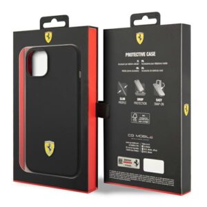 Ferrari FEHCP14SSIBBK Apple iPhone 14 / 15 /13 6.1" juodos spalvos kietas dėklas Silicone Metal Logo - Image 8