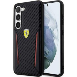 Ferrari FEHCS23MNPYK S23+ S916 juodos spalvos kietas dėklas Carbon Contrast Edges