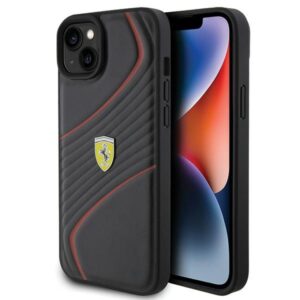 Ferrari FEHCP15MPTWK Apple iPhone 15 Plus /14 Plus 6.7" juodos spalvos kietas dėklas Twist Metal Logo