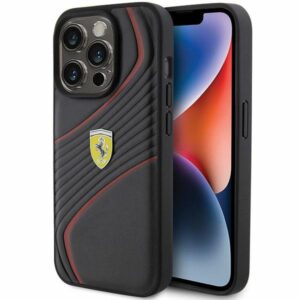 Ferrari FEHCP15LPTWK Apple iPhone 15 Pro 6.1" juodos spalvos kietas dėklas Twist Metal Logo