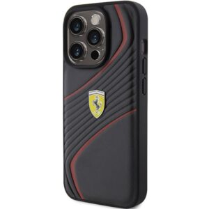 Ferrari FEHCP15LPTWK Apple iPhone 15 Pro 6.1" juodos spalvos kietas dėklas Twist Metal Logo - Image 2