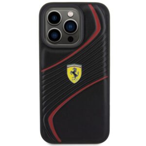 Ferrari FEHCP15LPTWK Apple iPhone 15 Pro 6.1" juodos spalvos kietas dėklas Twist Metal Logo - Image 3
