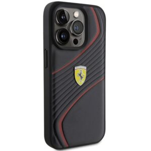 Ferrari FEHCP15LPTWK Apple iPhone 15 Pro 6.1" juodos spalvos kietas dėklas Twist Metal Logo - Image 4
